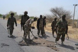 Troops clearing Land Mines enroute Baga copy