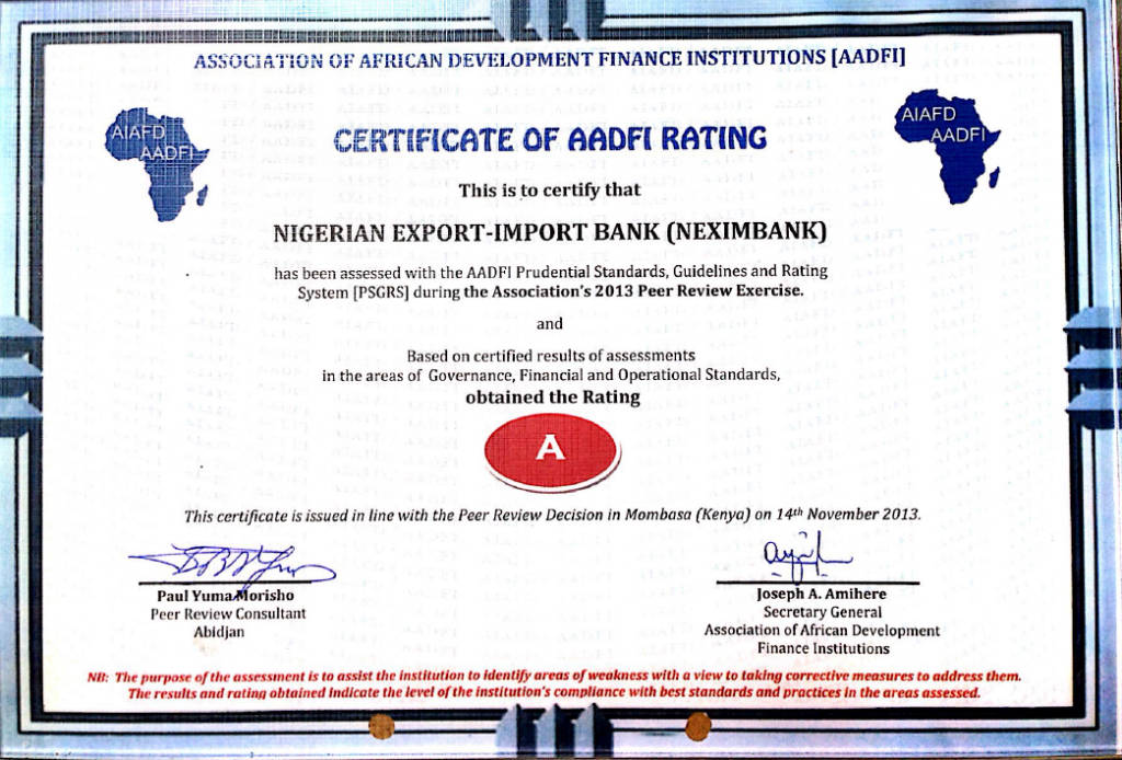 NEXIM Bank rated as Best Performing African Development Finance