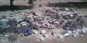 Corpses of terrorists after aerial attacks and ground troops operation in their attempt to invade a villages in Nigeria