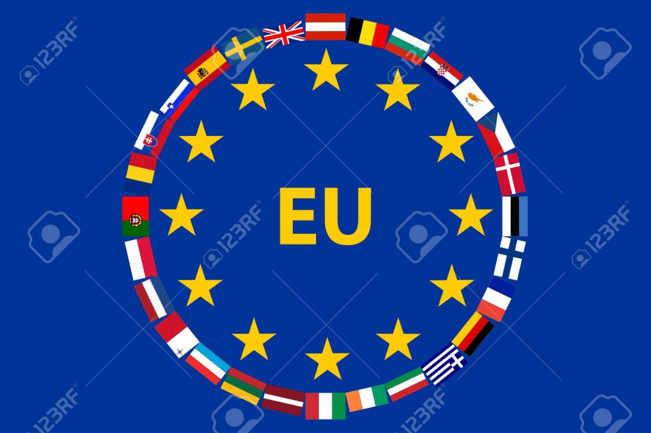 Flag EU with flags of countries