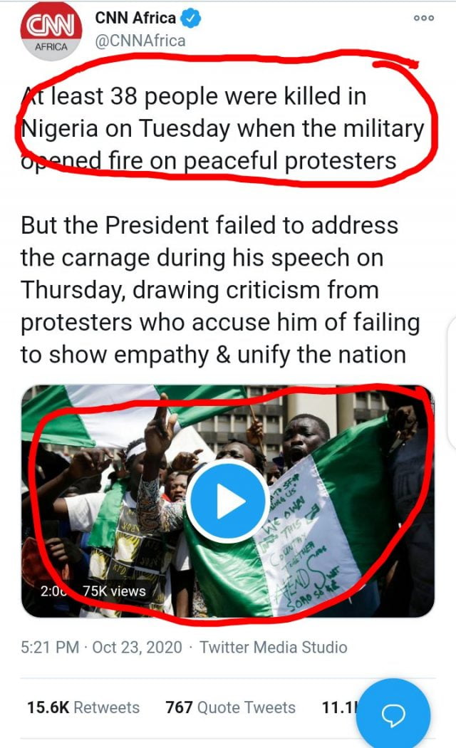 CNN retracts initial report Soldiers killed 38 at Lekki tollgate during #EndSARS protest  %Post Title