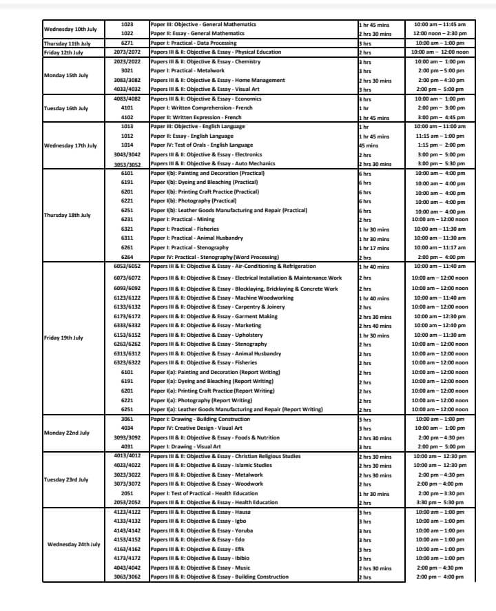 NECO releases 2024 internal exam timetable